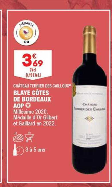 blaye côtes de bordeaux aop château terrier des cailloux