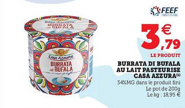 burrata di bufala au lait pasteurisé casa azzura