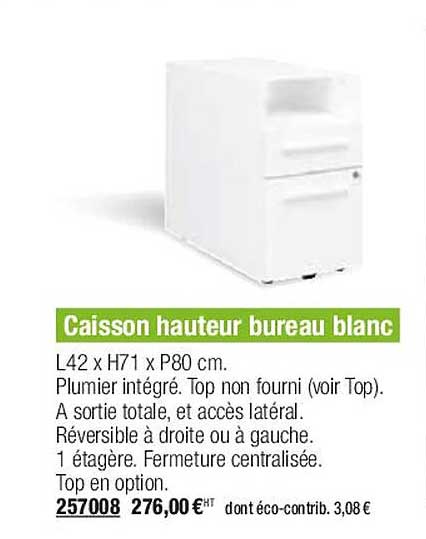 caisson hauteur bureau blanc