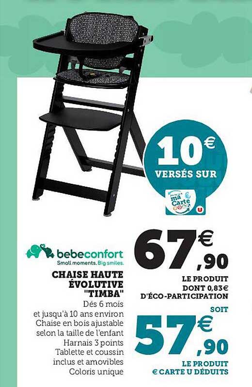 chaise haute évolutive "timba" bebeconfort