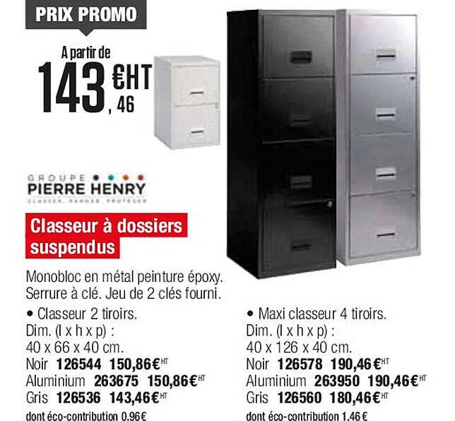 classeur à dossiers suspendus groupe pierre henry