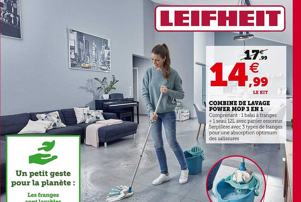 combiné de lavage power mop 3 en 1 leifheit