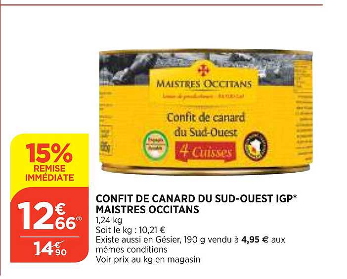 confit de canard du sud-ouest igp maistres occitans