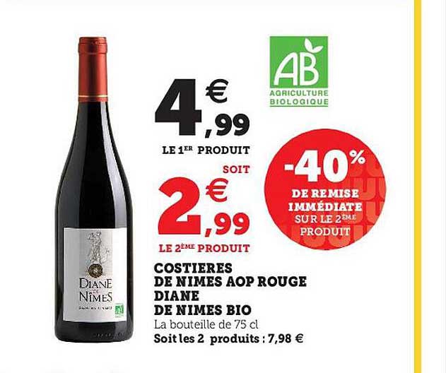 costières de nimes aop rouge diane de nimes bio