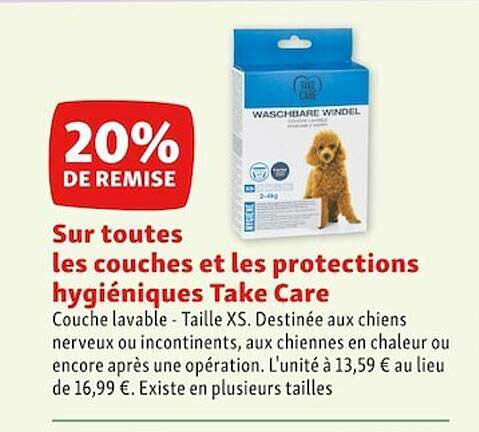 couches et les protections hygiéniques take care