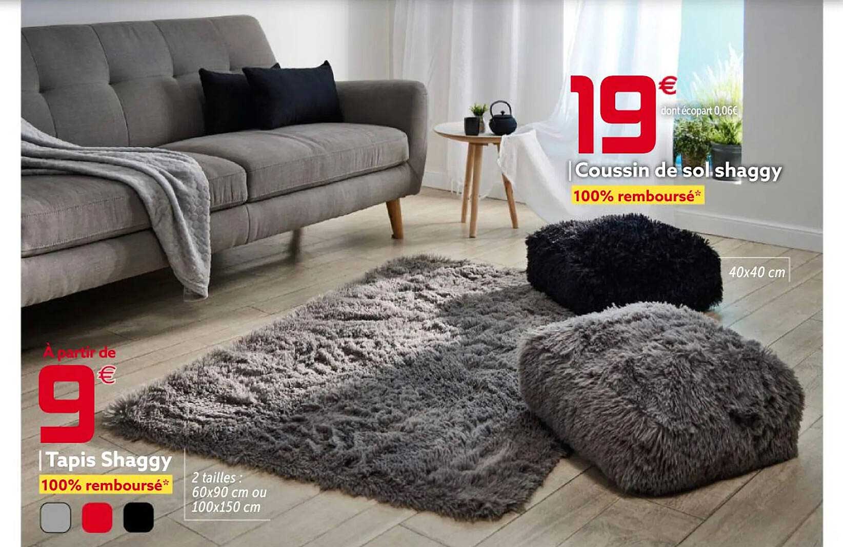 coussin de sol shaggy, tapis shaggy