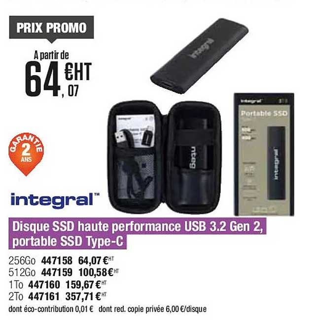 disque ssd haute performance usb 3.2 gen 2, portable ssd type-c intégral