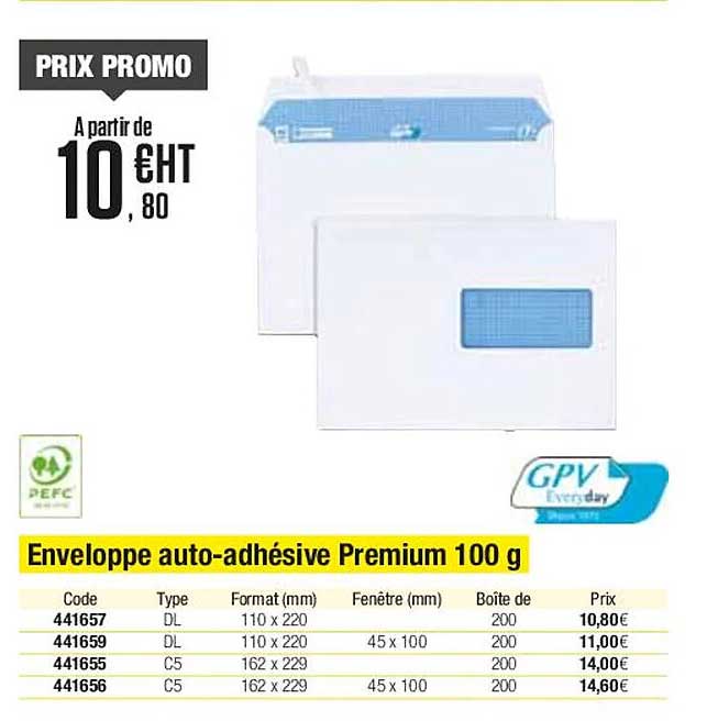 enveloppe autoe-adhésive premium 100 g gpv everyday