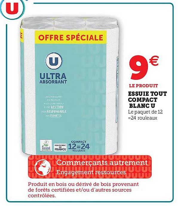 essuie tout compact blanc u