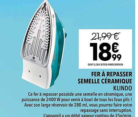 fer à repasser semelle céramique klindo