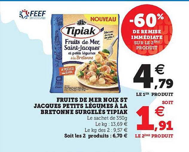 Fruits De Mer Noix St Jacques Petits Légumes à La Bretonne Surgelés Tipiak