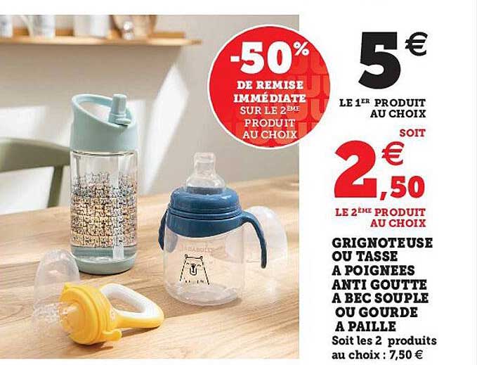 grignoteuse ou tasse à poignées anti goutte à bec souple à paille