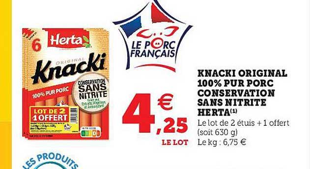 Knacki Original 100% Pur Porc Conservation Sans Nitrite Herta