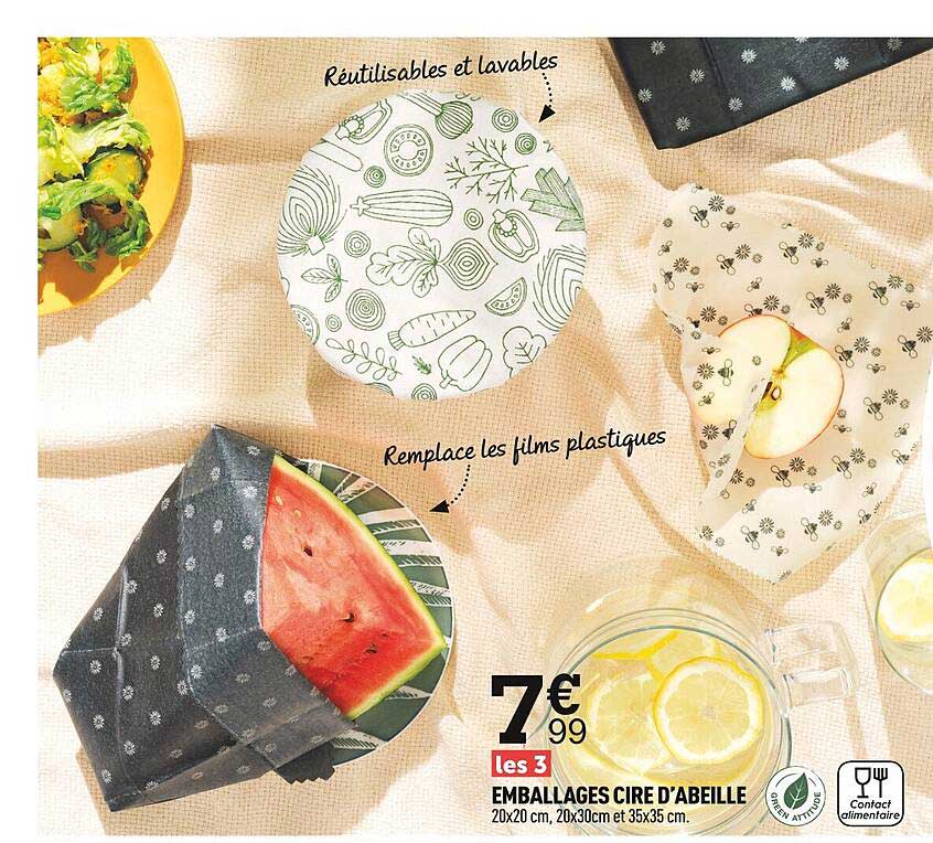 les 3 emballages cire d'abeille