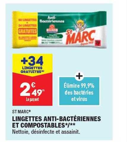 lingettes anti-bactériennes et compostables st marc