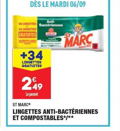 lingettes anti-bactériennes et compostables st marc