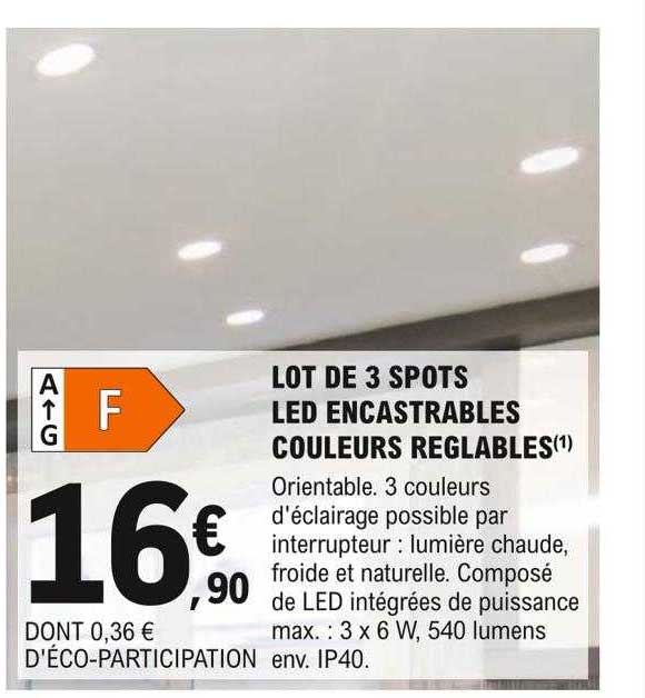 lot de 3 spots led encastrables couleurs reglables
