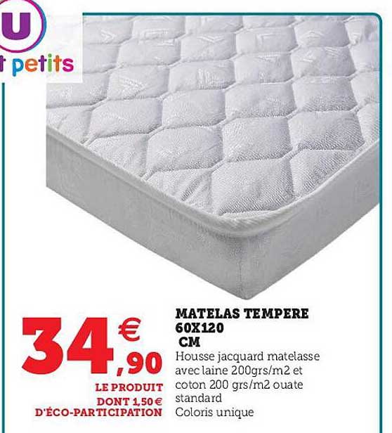 matelas tempère 60 x 120 cm