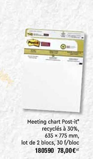 meeting chart post-it recyclés à 30%, 635 x 775 mm, lot de 2 blocs, 30 f-bloc