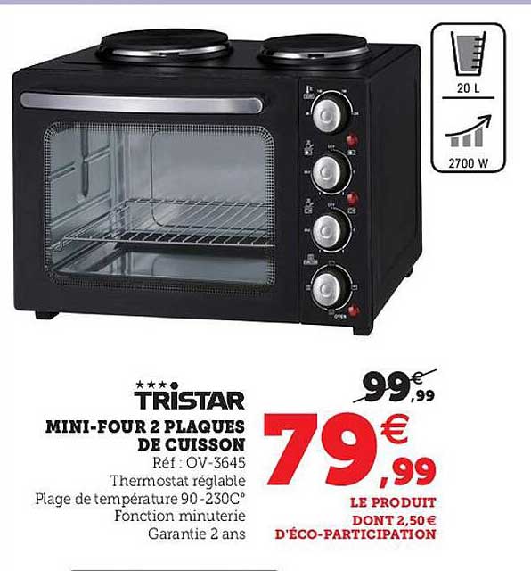 mini-four 2 plaques de cuisson tristar