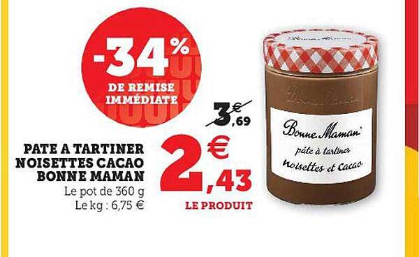 pâte à tartiner noisettes cacao bonne maman