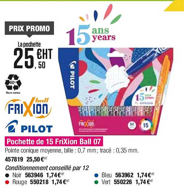 Pochette De 15 Frixion Ball 07 Pilot