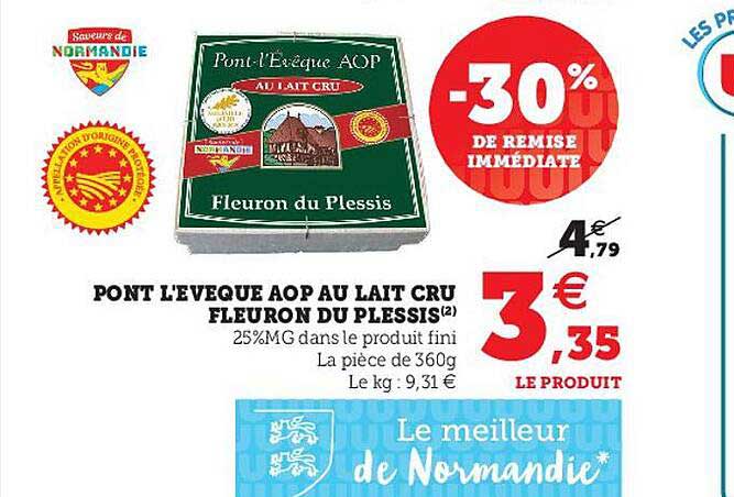 pont l'évêque aop au lait cru fleuron de plessis