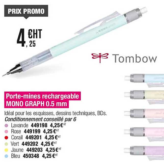 porte-mines rechargeable mono graph 0.5 mm tombow