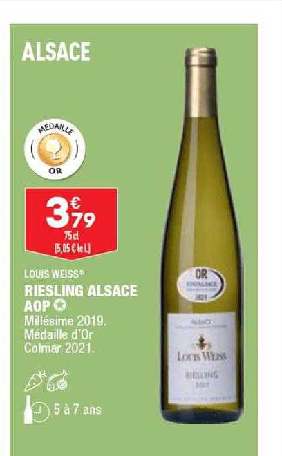 riesling alsace aop millésime 2019 louis weiss