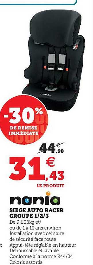 siège auto racer groupe 1-2-3 nania