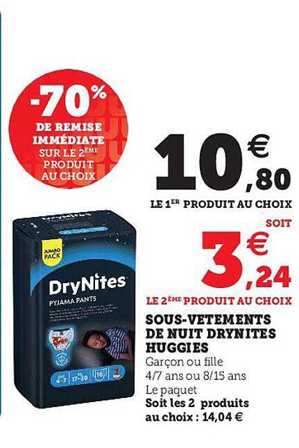 sous-vêtements de nuit drynites huggies