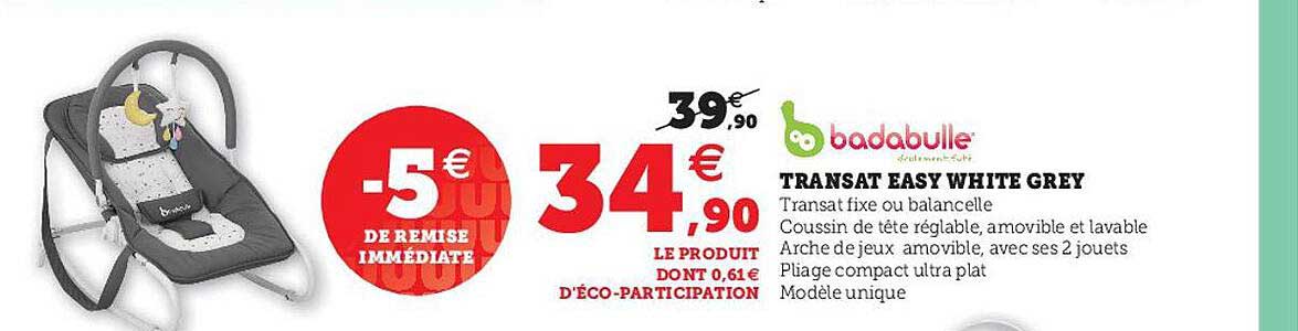 transat easy white grey badabulle