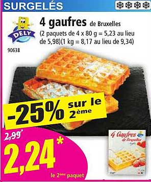 4 gaufres de bruxelles dely