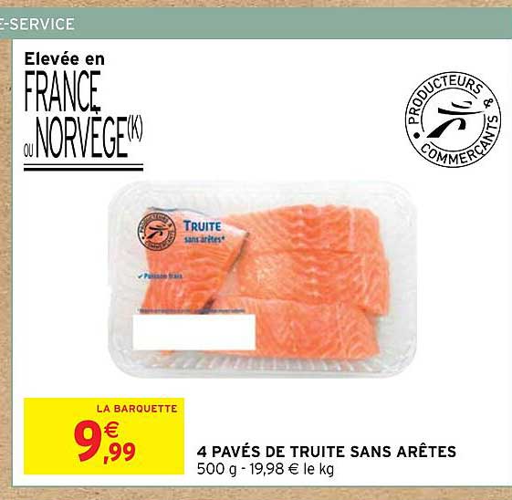 4 pavés de truite sans arêtes