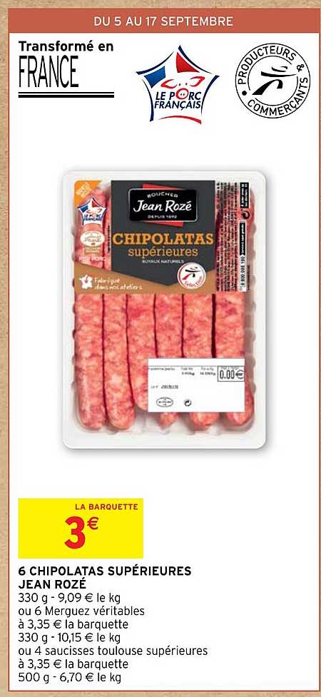 6 chipolatas supérieures jean rozé
