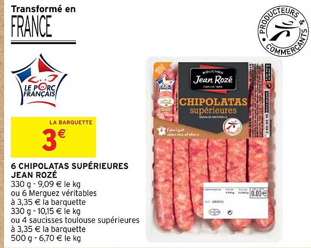6 chipolatas supérieures jean rozé