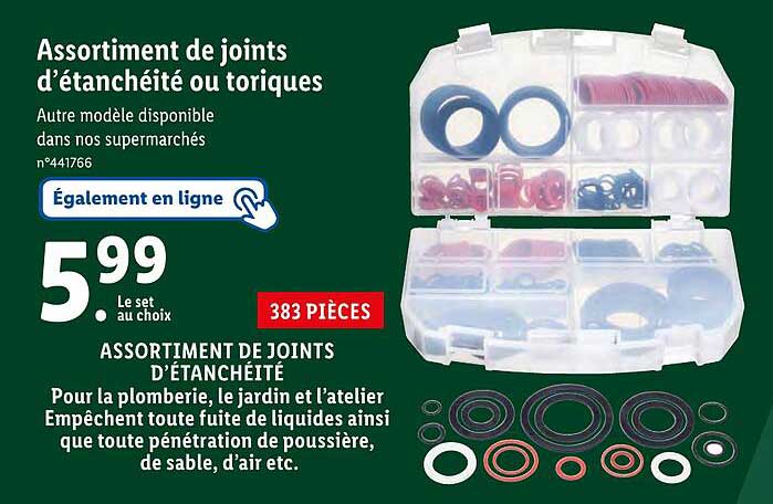 assortiment de joints d'étanchéité ou toriques