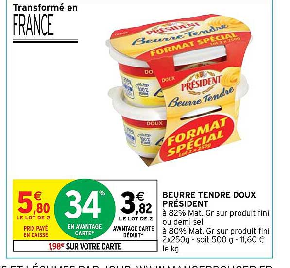 Beurre Tendre Doux Président