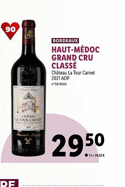 bordeaux haut-médoc grand cru classé château la tour carnet 2021 aop