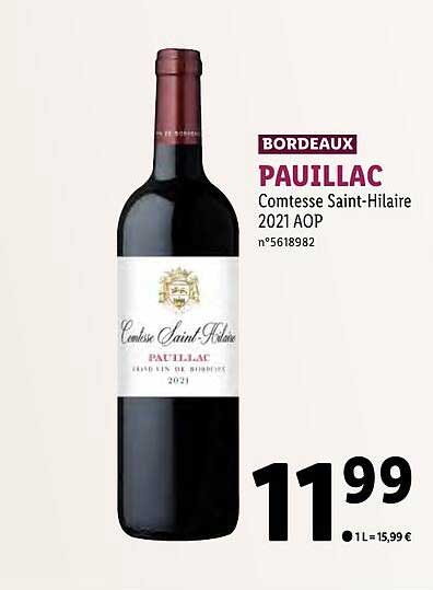 bordeaux pauillac comtesse saint-hilaire 2021 aop