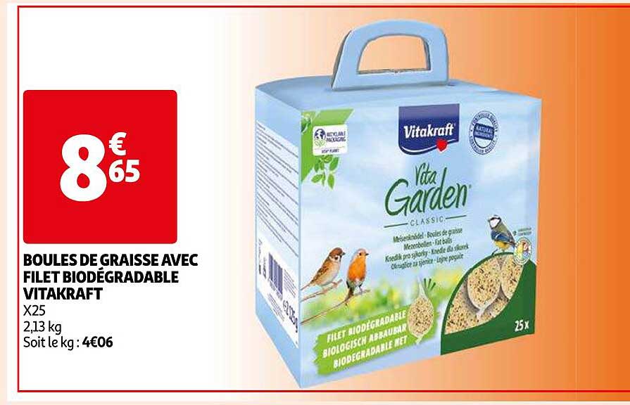 boules de graisse avec filet biodégradable vitakraft