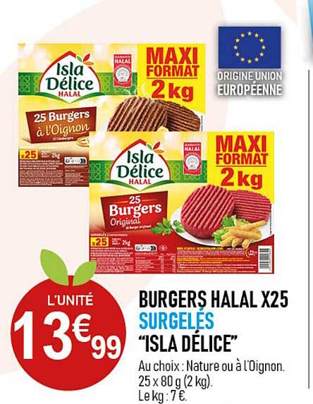 burgers halal x25 surgelés "isla délice"