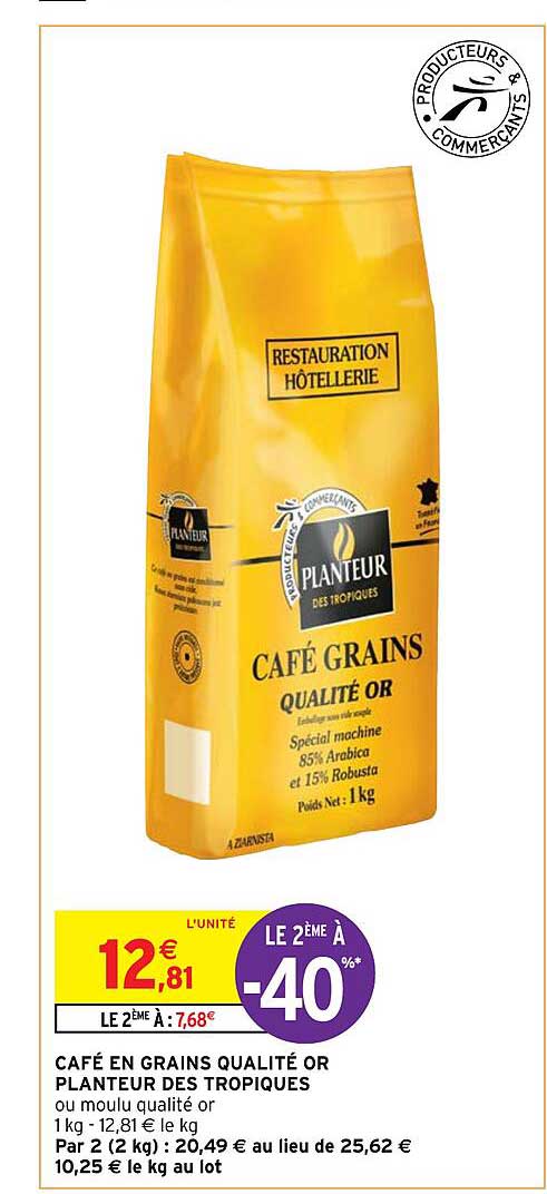 Café En Grains Qualité Or Planteur Des Tropiques