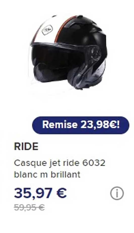 casque jet ride 6032 blanc m brillant