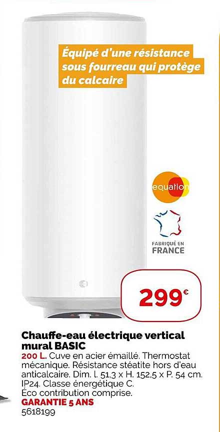 chauffe-eau électrique vertical mural basic