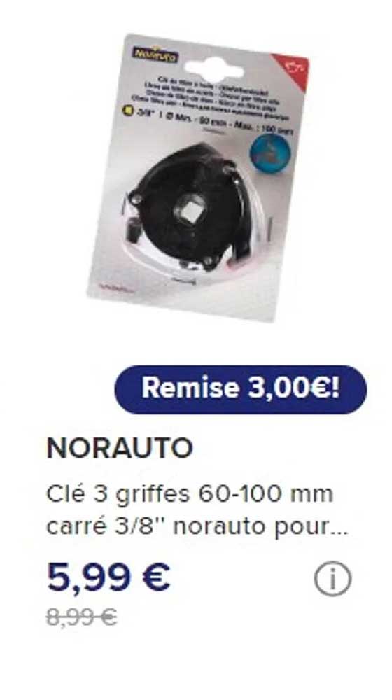 clé 3 griffes 60-100 mm carré 3/8" norauto pour...