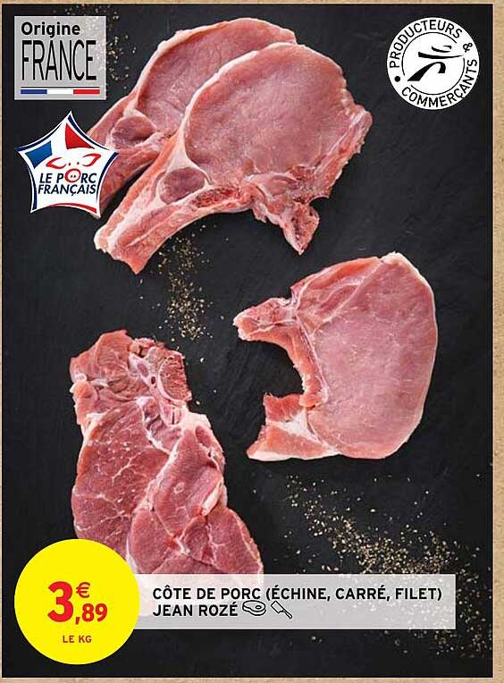 côte de porc (échine, carré, filet) jean rozé