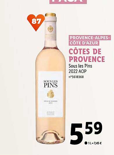 côtes de provence sous les pins 2022 aop