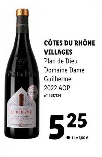 côtes du rhône villages plan de dieu domaine dame guilherme 2022 aop