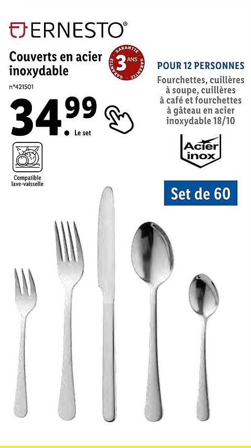 couverts en acier inoxydable ernesto